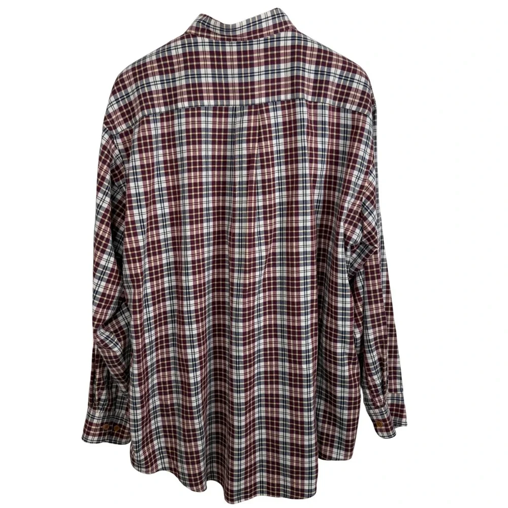 Brooks Brothers‎ Plaid Button Down Sports Shirt XL Burgundy Navy Cotton Fall